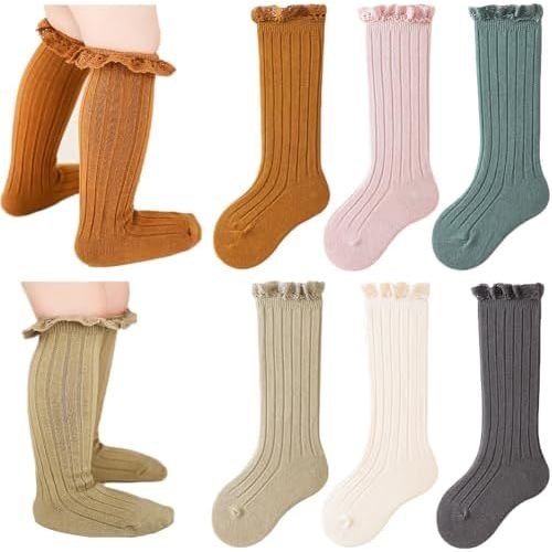 Baby Girls Cotton Socks Newborn Keep Warm Solid Color Sock Knee-High Stockings for Infant Toddler