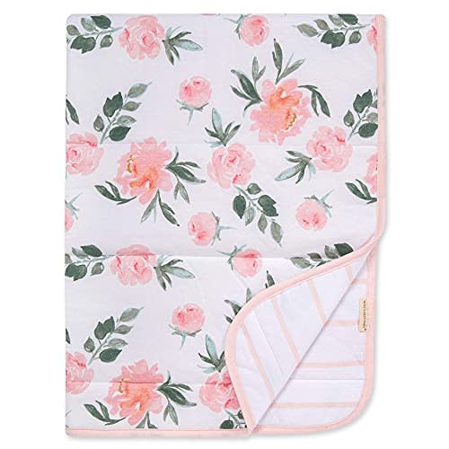 Burt's Bees Baby - Reversible Blanket, Nursery, Stroller & Tummy-Time Organic Jersey Cotton Quilted Infant & Toddler Bedding
