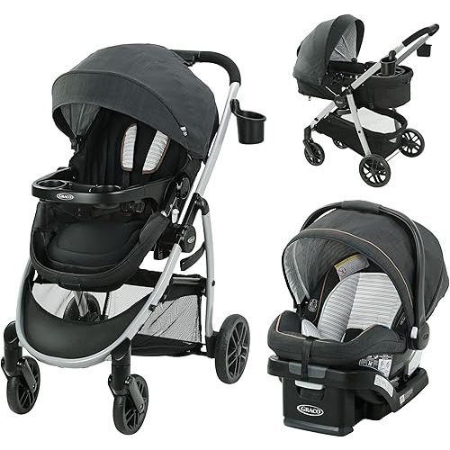 Graco Modes Pramette Travel System, 3-in-1 Baby Stroller and Car Seat Combo with SnugRide SnugLock 35 Infant Car Seat, Rear-Facing from 1.8-16 kg (4-35 lb), Britton