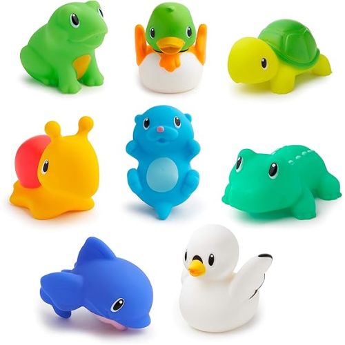 Munchkin Baby Bath Toy Squirts for Babies and Toddlers 9 Months and Up, Ocean Sea Animals Squirters, 8 Pack