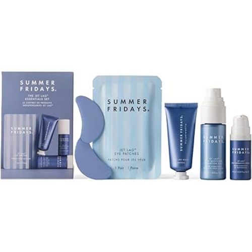 Summer Fridays Jet Lag™ Essentials - Mini Hydrating Skin Care Set With Jet Lag™ Mask, Eye Patches, Deep Hydration Face Serum & Hydration Mist - Travel Size Skincare Kit & Gift Set (4 Count)