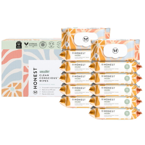 The Honest Company Clean Conscious Multi-Use Wipes | Hypoallergenic + Unscented for Sensitive Skin | Over 99% Water, Compostable, Plant Based, Baby Wipes | Sunburst, 864 Count