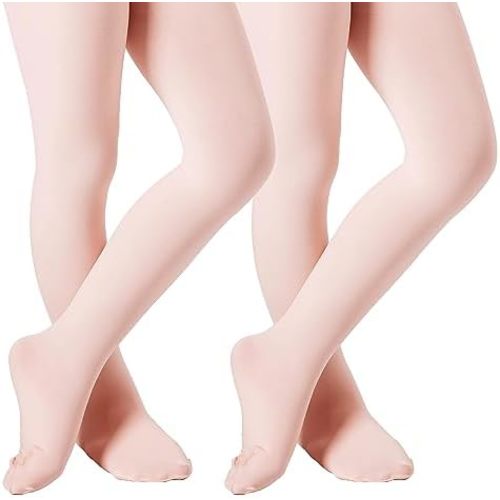 DIPUG Ballet Tights for Girls - Thick Soft Footed Dance Tights for Toddlers and Kids