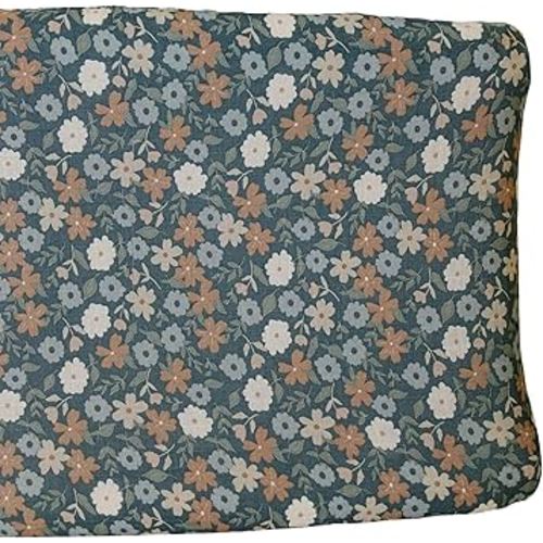 Mebie Baby Changing Pad, Midnight Floral, 100% Muslin Cotton Changing Table Pad Cover for Baby Boy and Girl, Designer Nursery Decor Covers, Diaper Changing Pad Cover for Changing Station