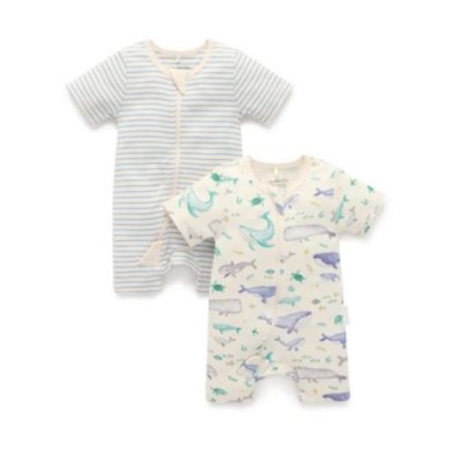 Baby Boys Short Sleeve 2 Pack Zip Coverall