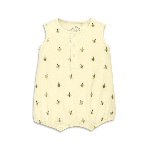 Baby Organic Henley Tank Shortie In Baby Bugs, 0-3M