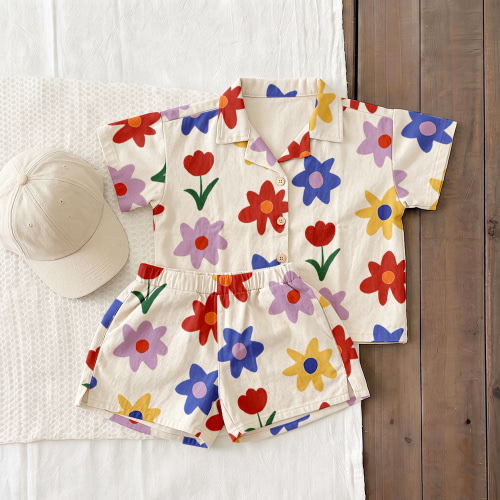 Baby & Kids Colorful Flowers Lapel Beach Sets