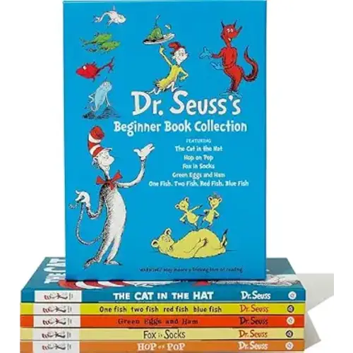 Dr. Seuss's Beginner Book Boxed Set Collection: The Cat in the Hat; One Fish Two Fish Red Fish Blue Fish; Green Eggs and Ham; Hop on Pop; Fox in Socks