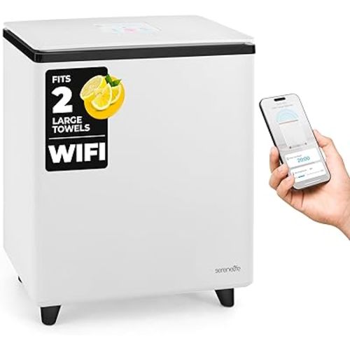 SereneLife WIFI Luxury Rectangle Towel Warmer - Spa & Bathroom Heater with Custom Fragrance, Auto Shut-Off, Fits 2 large Towels, Blankets, Bathrobes, PJ's - Perfect Gift for Him & Her (Black)