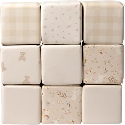 Kidkii 9 Piece Mini Builder Cubes, Soft Foam Stackable Blocks, Beige
