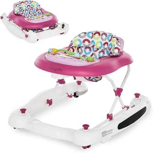 Dream On Me Go-Getter Baby Walker with Rear Push Handle, Easy to Fold, Pink