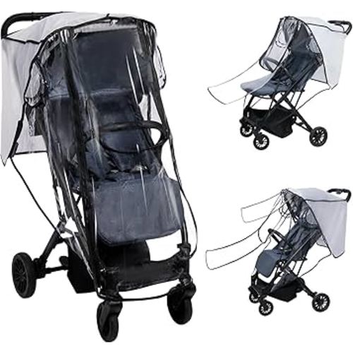 Stroller Rain Cover, Universal Clear Breathable Weather Shield with Waterproof 2-Way Zipper Opened, 4 Seasons Protection for Baby from Rain, Wind, Snow, Winter, Summer (XL, Two Ways Open on Front-2)