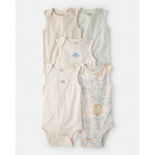 Baby 5-Pack Sleeveless Multipack Animal Bodysuits - Cream - Carter's | Carter's