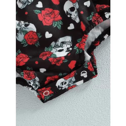 2pcs baby girl halloween outfit rose skull neck - Temu