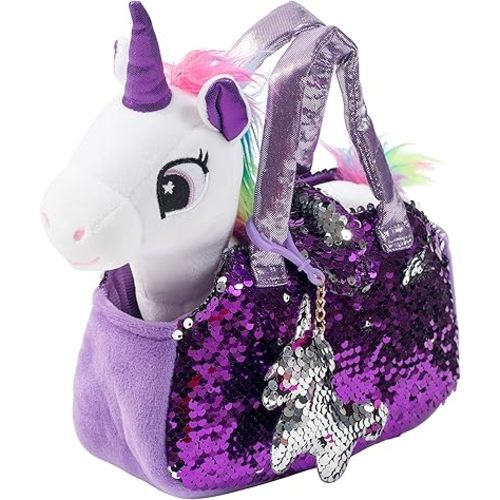 Little Jupiter Plush Pet Set w/Purse - Stuffed Animals for Girls - Unicorn Plush - Stuffed Plushies - Gift for Age 4-5 - 6-7 yrs (White Unicorn)