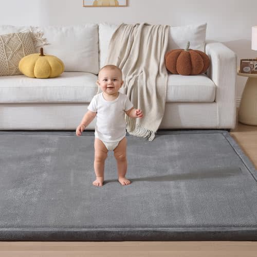 Baby Play Mat for Floor,1.2"Thick Memory Foam 59"×79" Playpen Mat for Kids | Ultra Soft Crawling Baby Floor Mat Playmat for Toddlers Infant Kids,Sleep Babies Rug,Tummy Time,Baby Mattress,Non-Slip(Gray)