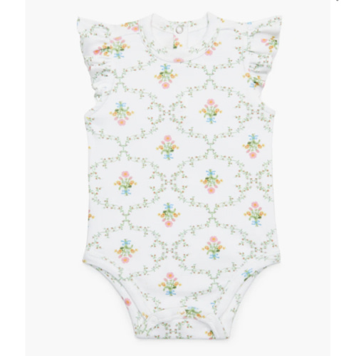 The Jillee Ruffle Onesie - Pastel Trellis