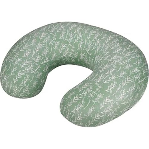 Nursing Pillow, Soft Breathable Nursing Pillows for Breastfeeding with Removable Sage Pattern Feeding Pillow Cover, Machine Washable, Tummy Time, Green