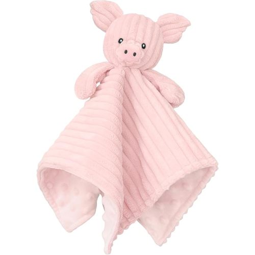 Baby Security Blanket, Soft Pig Lovey Blanket, Baby Snuggle Toy Newborn Stuffed Animals Shower Gifts for Boys and Girls, Pink 15 Inch