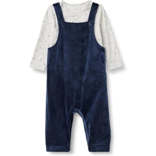 Amazon Essentials baby-girls Velour Overall and Long Sleeve Bodysuit Set