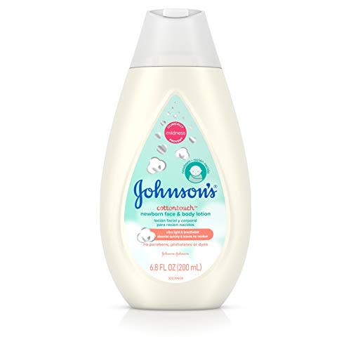 Johnson's Cotton Touch Newborn Baby Face and Body Lotion, Made with Real Cotton, 6.8 fl. oz