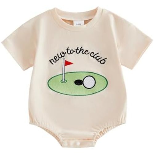 Baby Boy Golf Clothes Newborn New To The Club Bubble Romper Bodysuit Short Sleeve Golf Onesie Cute Summer Outfits
