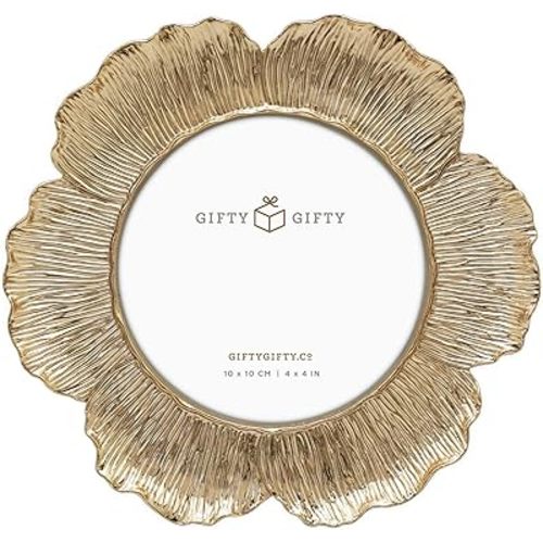 Circular Gold Floral Photo Frame / 4x4 In | For Tabletop Display | Perfect for Home Decor, Wedding, Graduation, Or Milestone Photos