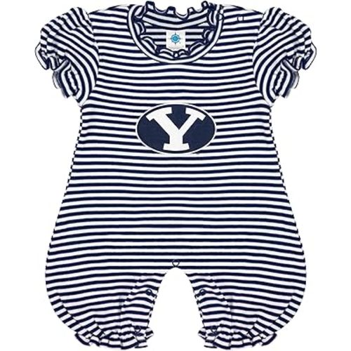 Creative Knitwear College Baby Striped Puff Sleeve Romper - Team Logo, Many Colors, for Girls (Newborn-12 Months)