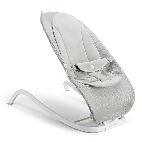 Munchkin® Electric Baby Bouncer & Rocker with Digital Touch Display, Soothing Sounds & 3 Recline Positions - Automatic Bouncing & Rocking, Grey