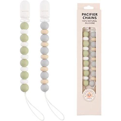 Lot de 2 pinces à tétine en silicone, sans BPA, pour nouveau-né, garçon, fille (B-vert)