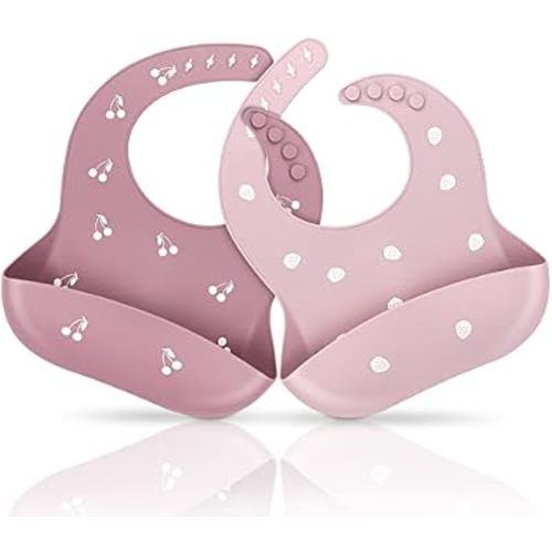 ME.FAN Silicone Baby Bibs for Babies & Toddlers | Adjustable Silicone Bibs Set of 2