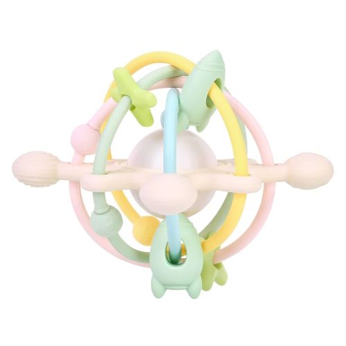 Baby Teething Toy for Babies 3-12 Months, Silicone Baby Teether Toys with Rattle, Rattle Sensory Teether Toy, Baby Chew Toys for Teething Relief, BPA Free, Milk White