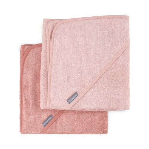 Little Bamboo Hooded Towel 2 Pack Dusty Rose