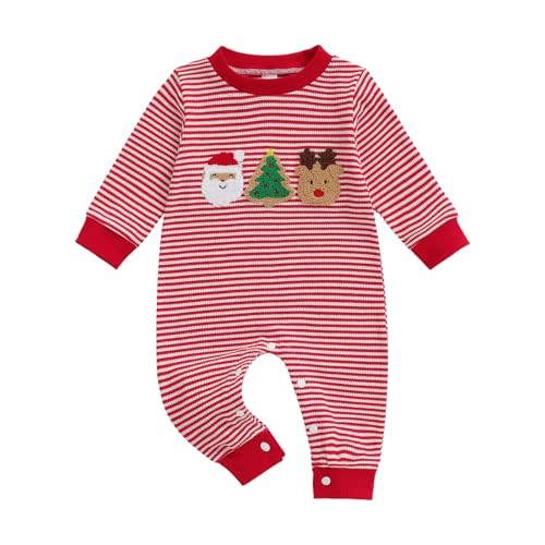 Newborn Baby Boy Knit Romper Truck Jumpsuit Striped Waffle Warm Clothes One Piece Fall Winter Outfits