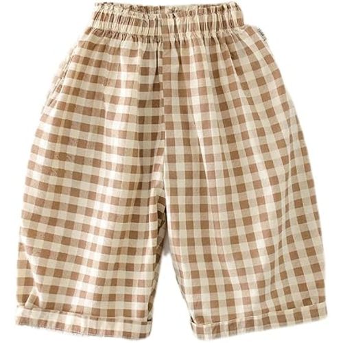Spring Autumn 6Months-4Years Toddler Thin Cotton Plaid Elastics Pants for Baby Boys and Girls