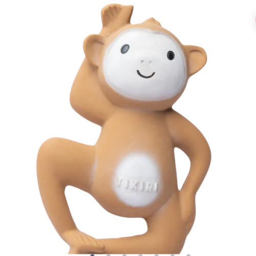 Monkey Organic Natural Rubber Rattle, Teether & Bath Toy
