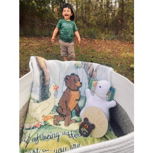 Bear and Friends Blanket: 30x40 Blanket | Blanket only | Love you as you are | polyester fleece | Video Features current blanket in stock