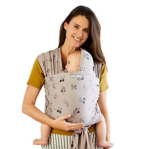 Moby Baby Wrap Carrier Classic for Newborns to Toddlers (8-33lbs), Infant Sling Carrier, Lightweight & Hands Free Design, Adjustable for All Body Types (Vintage Mickey & Friends)