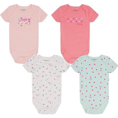 Juicy Couture Baby Girls' 4 Pieces Pack Bodysuit