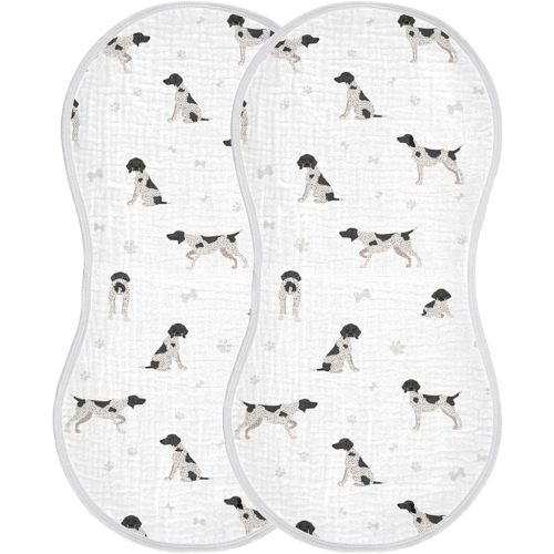 Dog German Shorthaired Pointer Muslin Burp Cloths for Baby 2 Pack Soft 100% Cotton Baby Washcloths Bibs for Boy Girl