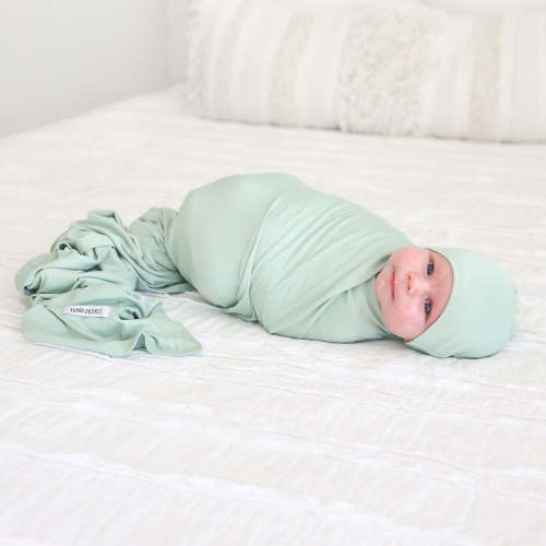 Sage Swaddle Beanie Set