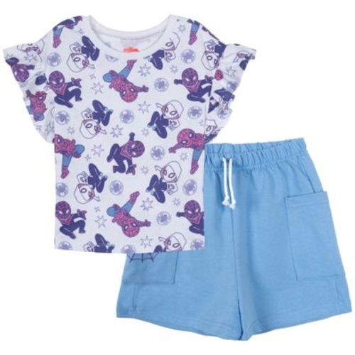 Marvel Spidey and His Amazing Friends Toddler Girls' Short Sleeve Tee and Shorts Outfit White Blue 4T