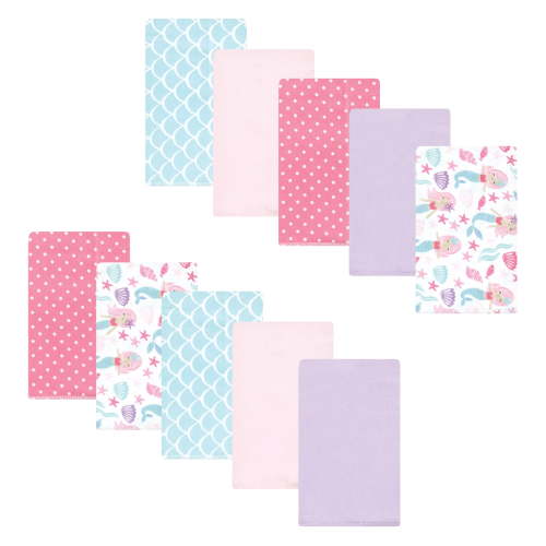 Luvable Friends Hudson Baby Flannel Burp Cloths 10pk, Purple Mermaid