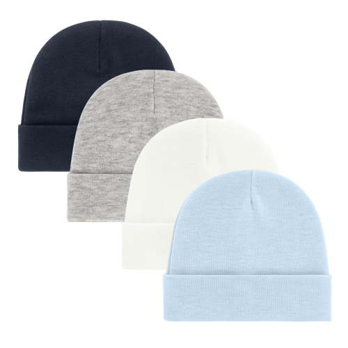 4pcs Soft Baby Bonnet Caps Stretchy Unisex Fetal Hats for 0-3 Month Olds Machine Washable Cotton Infant Accessories