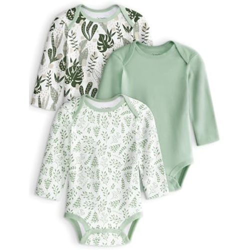 Yoofoss Baby Bodysuits 100% Organic Cotton Baby Onesie Long Sleeve Baby Boys Girls Clothes Soft Newborn Infant Romper, 3 Pack