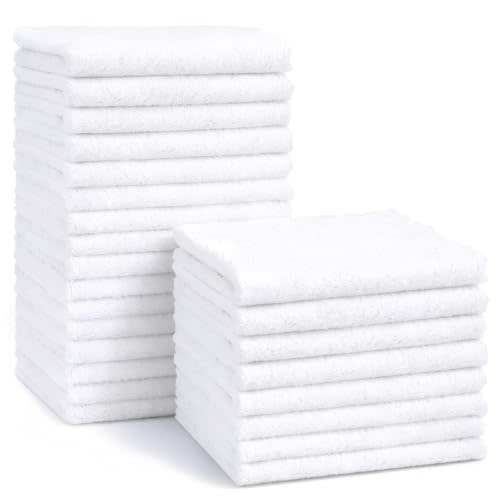 HOMEXCEL Baby Washcloths 20 Pack Microfiber Coral Fleece Soft Wash Cloths | Extra Absorbent, Gentle on Sensitive Skin, for Newborn Infants & Toddlers, Baby Bath Face Towel Reusable, 11 x 11" White