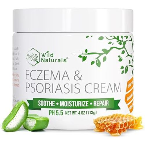 Wild Naturals Eczema & Psoriasis Cream for Dry, Itchy Skin – Eczema Relief for Adults & Kids – Moisturizing Psoriasis Cream with Manuka Honey