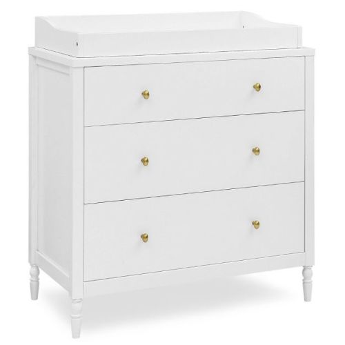 Delta Children Serena 3 Drawer Dresser with Changing Top - Bianca White: Wooden Frame, Anti-Tip Interlocking Drawer System, Modern Decor Style