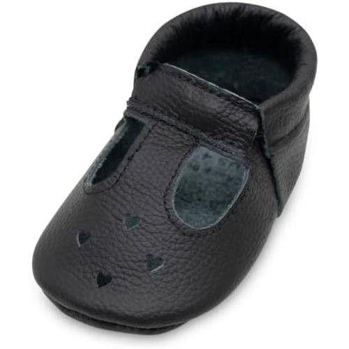BirdRock Baby Mary Jane Moccasins - Genuine Leather Soft Sole Baby Girl Shoes for Newborns, Infants, Babies, and Toddlers