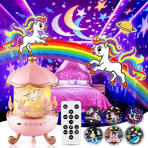 Night Light for Kids, 315 Light Modes+15 Films Unicorn Toys,15 Sound Machine Baby,Unicorn Toys for Girls Age 4-6,360°Rotate+Remote Star Light Projector for Kids Room Decor,Birthday Gift for Girl 5 7 8